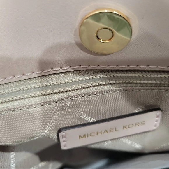 Michael Kors - Nicole Medium Leather Shoulder Bag - Ballet - Picture 5 of 12